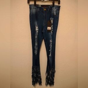 NWT Purple Candy Jeans Size Medium, with Fringe
